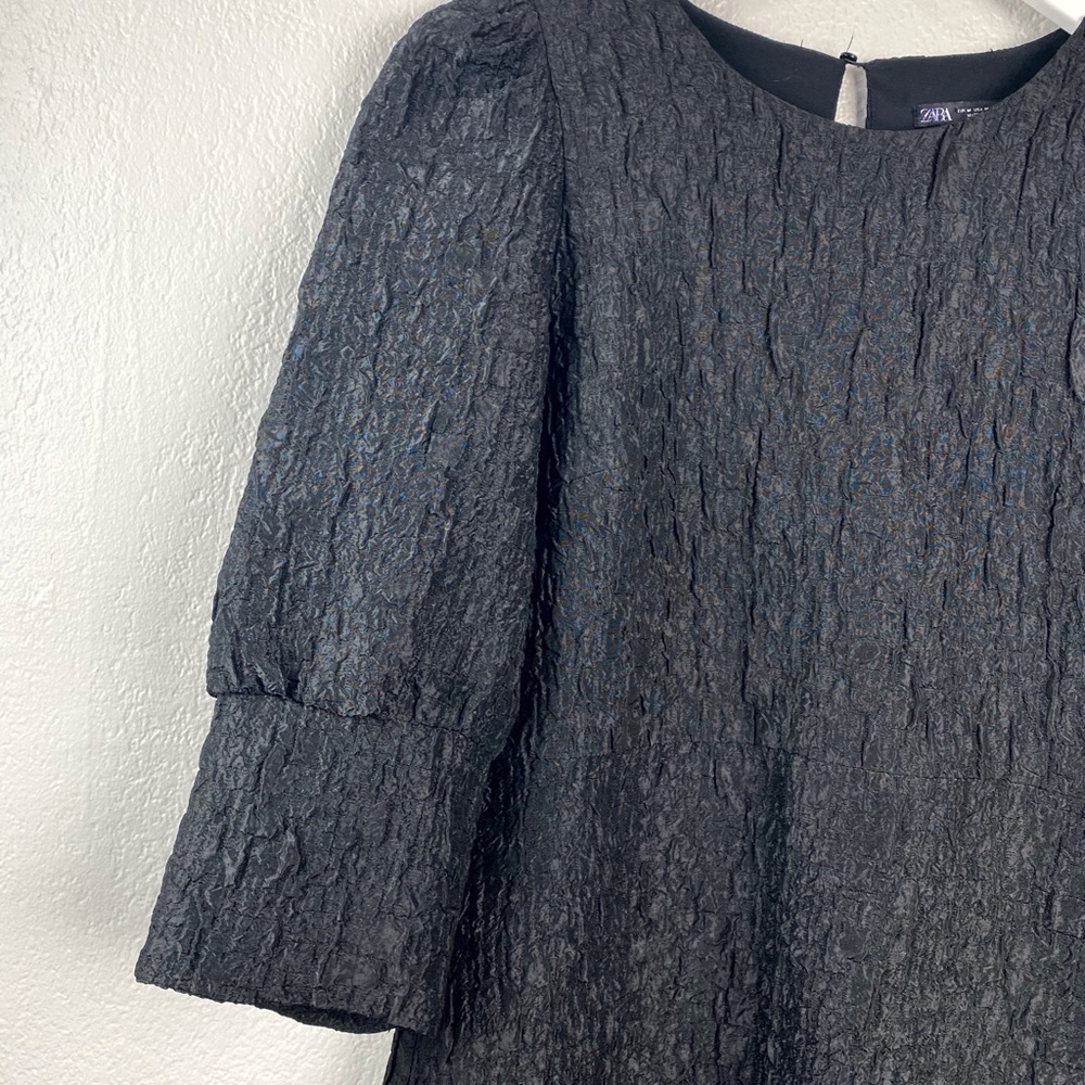 Zara Textured Weave Dress- Black - Picture 8 of 9